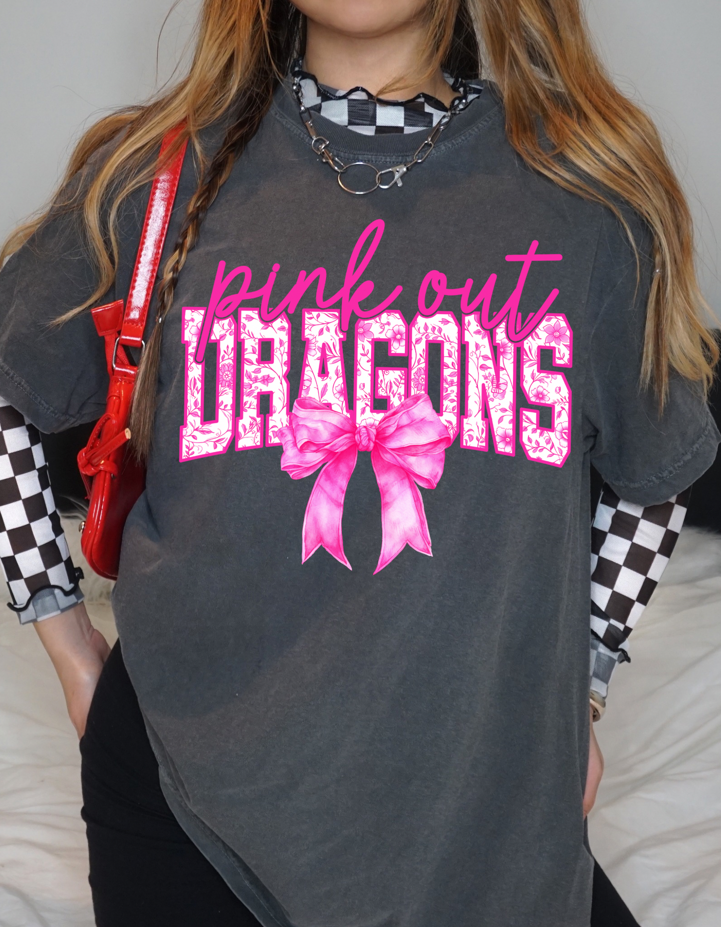 Pink Out Dragons Bow