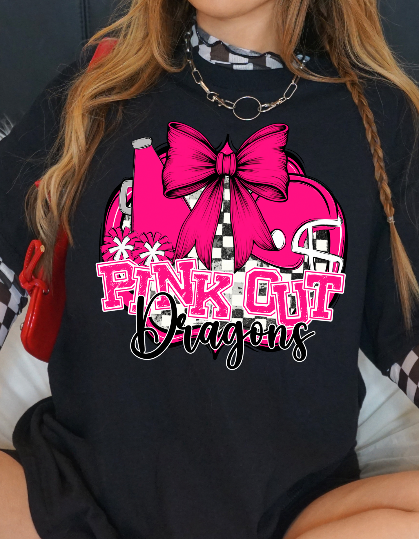 Pink Out Dragons Checker Collage