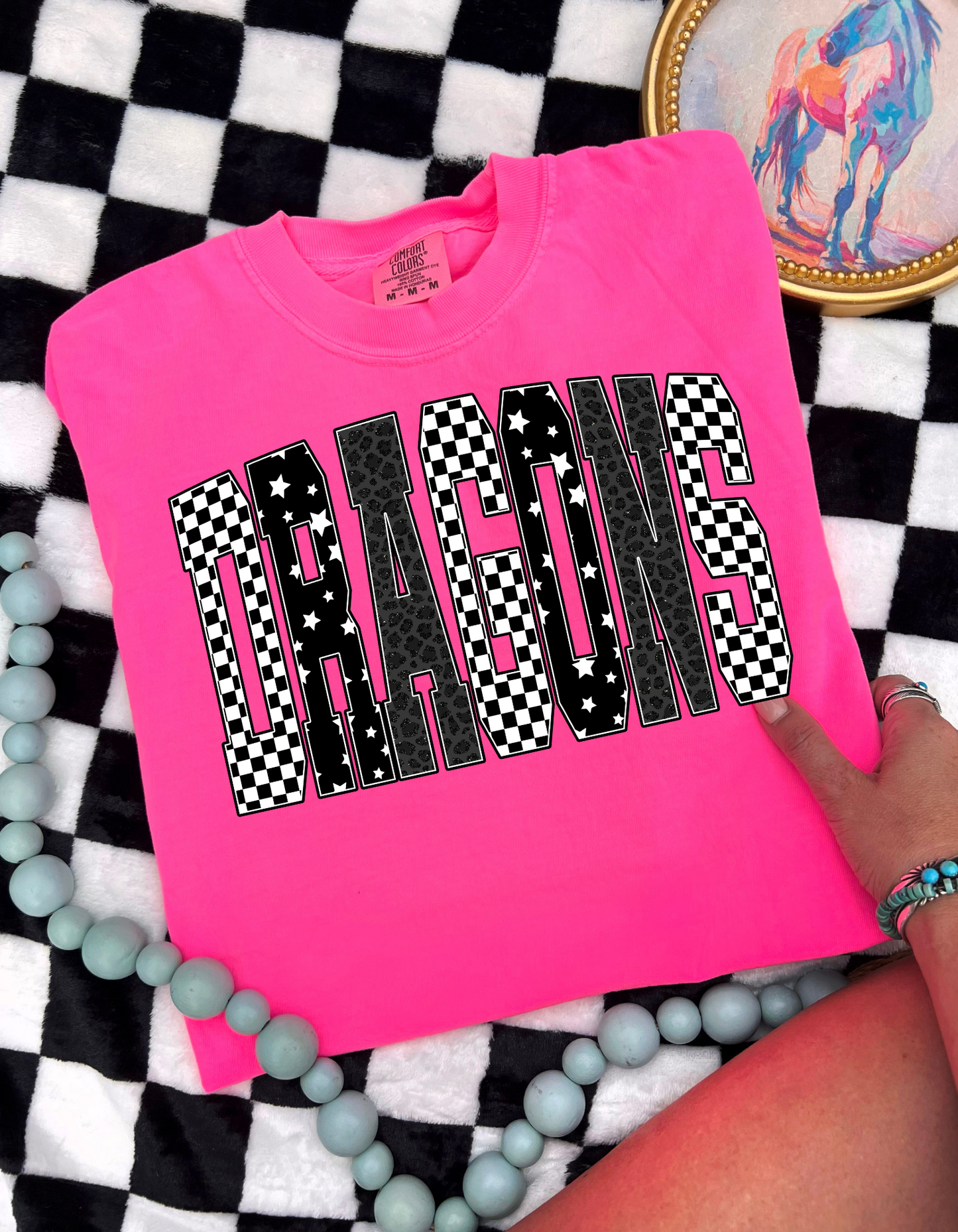Pink Out Dragons Checker