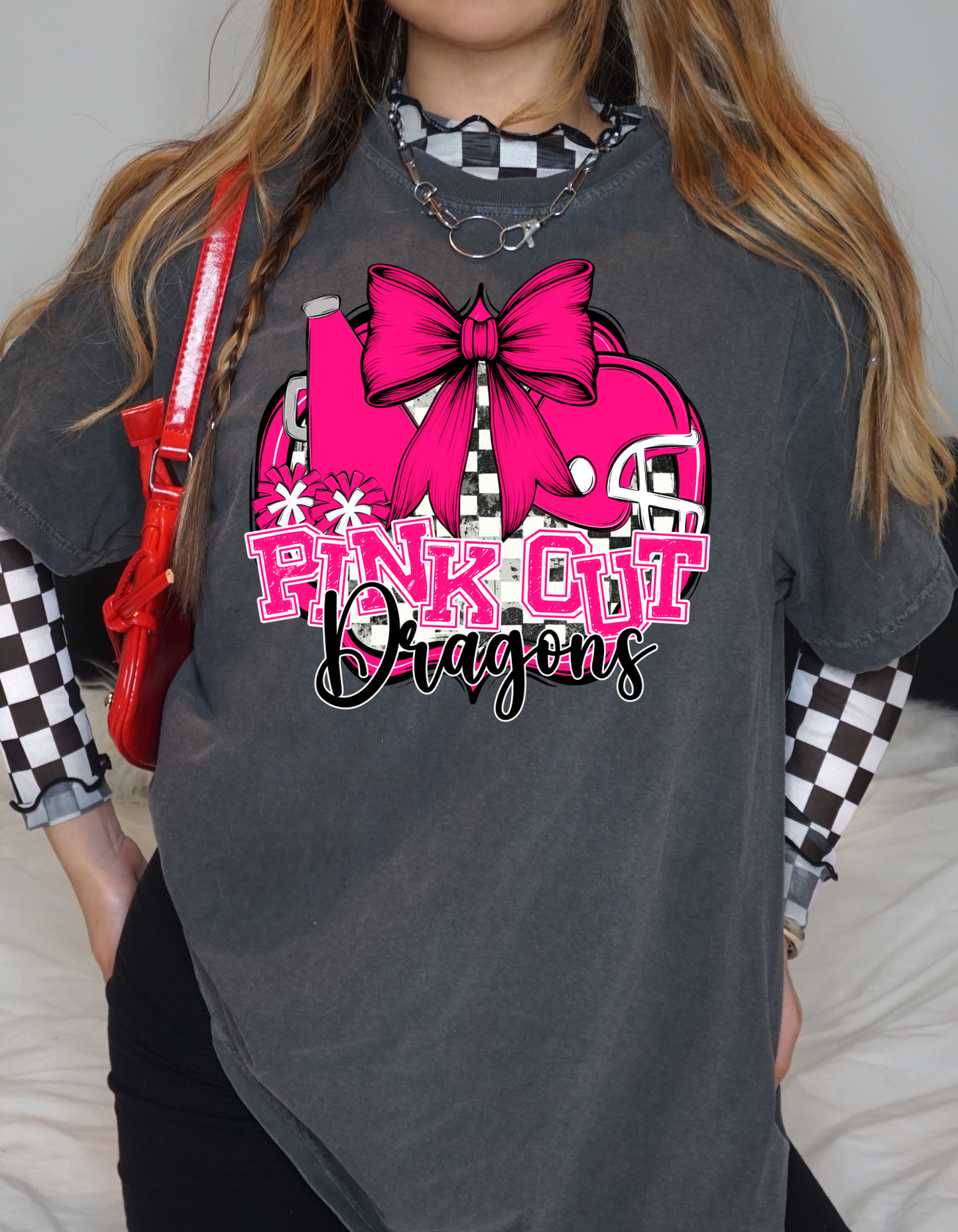 Pink Out Dragons Checker Collage