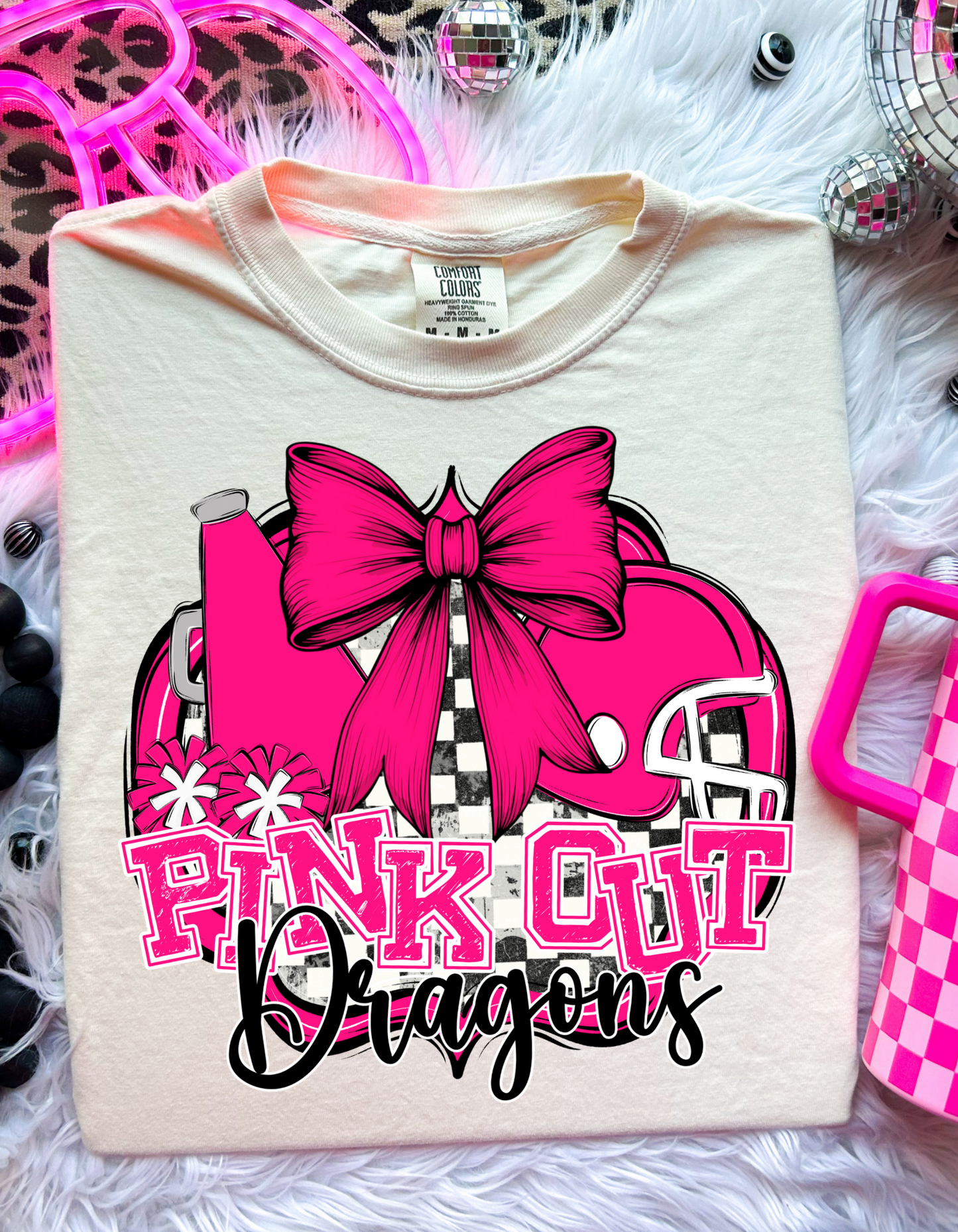 Pink Out Dragons Checker Collage